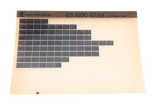 OEM Suzuki GS1000GTGX GS1000 GT,GX Parts Catalog Microfiche Rev:10/1980