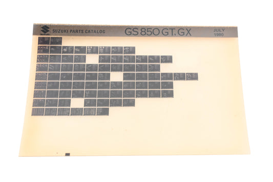 OEM Suzuki GS850GTGX GS850 GT, GX Parts Catalog Microfiche Rev:7/1980