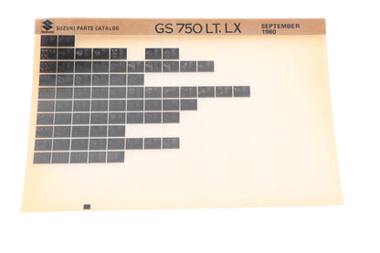 OEM Suzuki GS750LTLX GS750 LT,LX Parts Catalog Microfiche Rev:9/1980