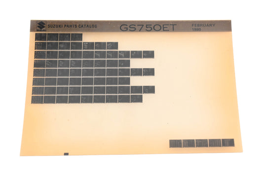 OEM Suzuki GS750ET GS750ET Parts Catalog Microfiche Rev:2/1980