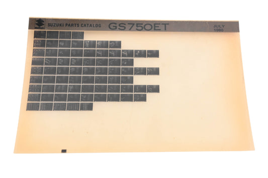 OEM Suzuki GS750ET GS750ET Parts Catalog Microfiche Rev:7/1980