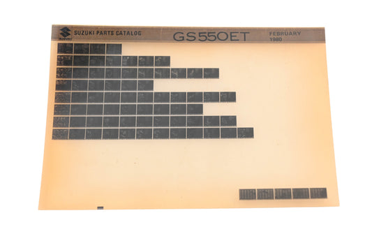 OEM Suzuki GS550ET GS550ET Parts Catalog Microfiche Rev:2/1980