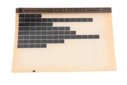 OEM Suzuki GN400TXTXXTX GN400 T,XT,XX,TX Parts Catalog Microfiche Rev:11/1980