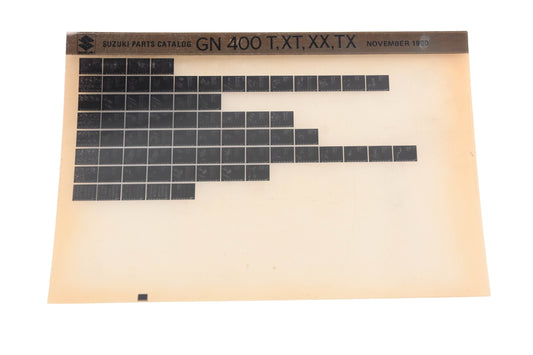 OEM Suzuki GN400TXTXXTX GN400 T,XT,XX,TX Parts Catalog Microfiche Rev:11/1980