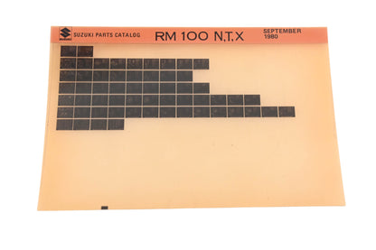 OEM Suzuki RM100NTX RM100 N,T,X Parts Catalog Microfiche Rev:9/1980