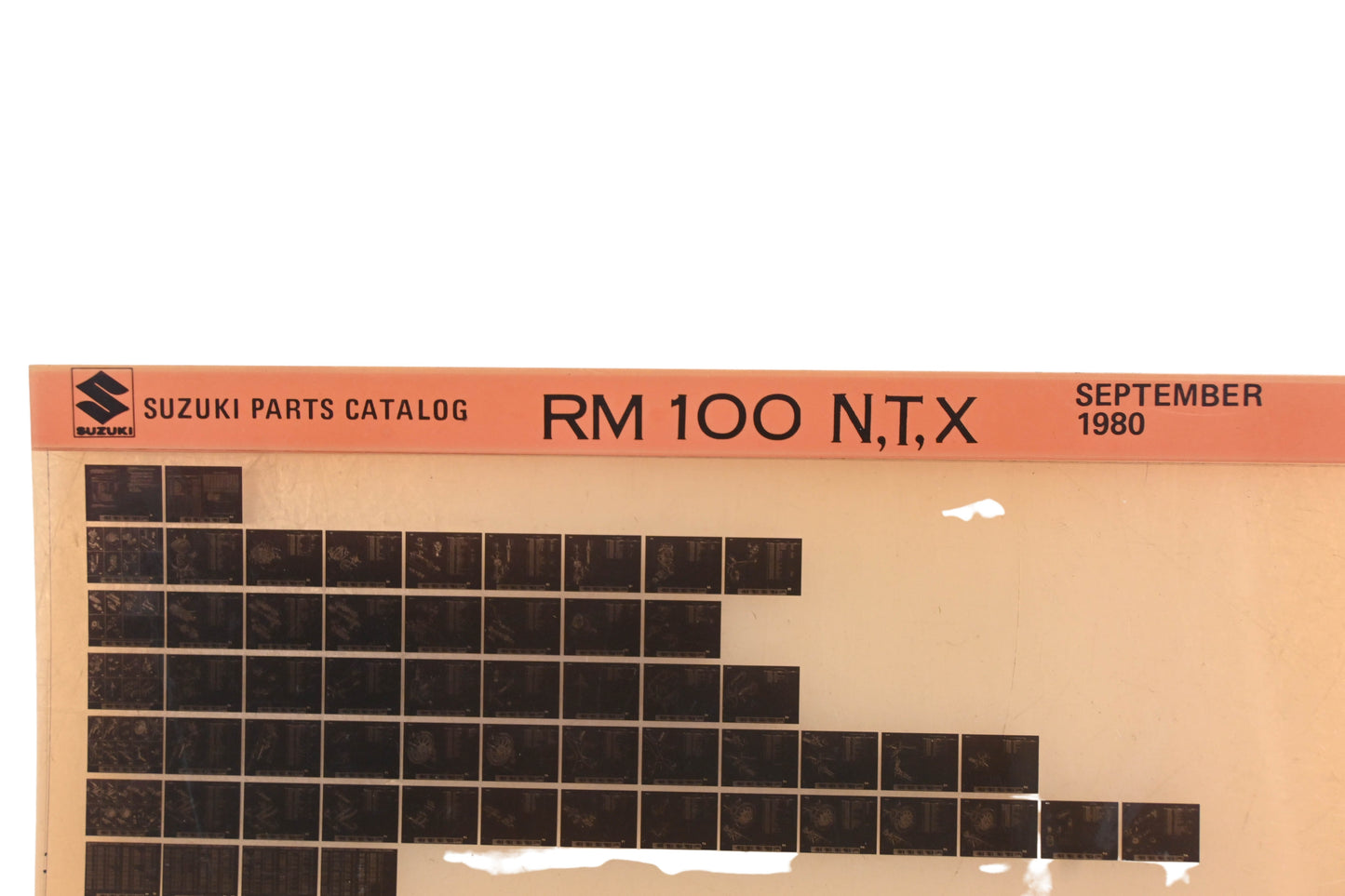 OEM Suzuki RM100NTX RM100 N,T,X Parts Catalog Microfiche Rev:9/1980
