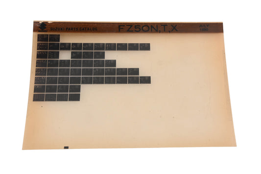 OEM Suzuki FZ50NTX FZ50 N,T,X Parts Catalog Microfiche Rev:7/1980