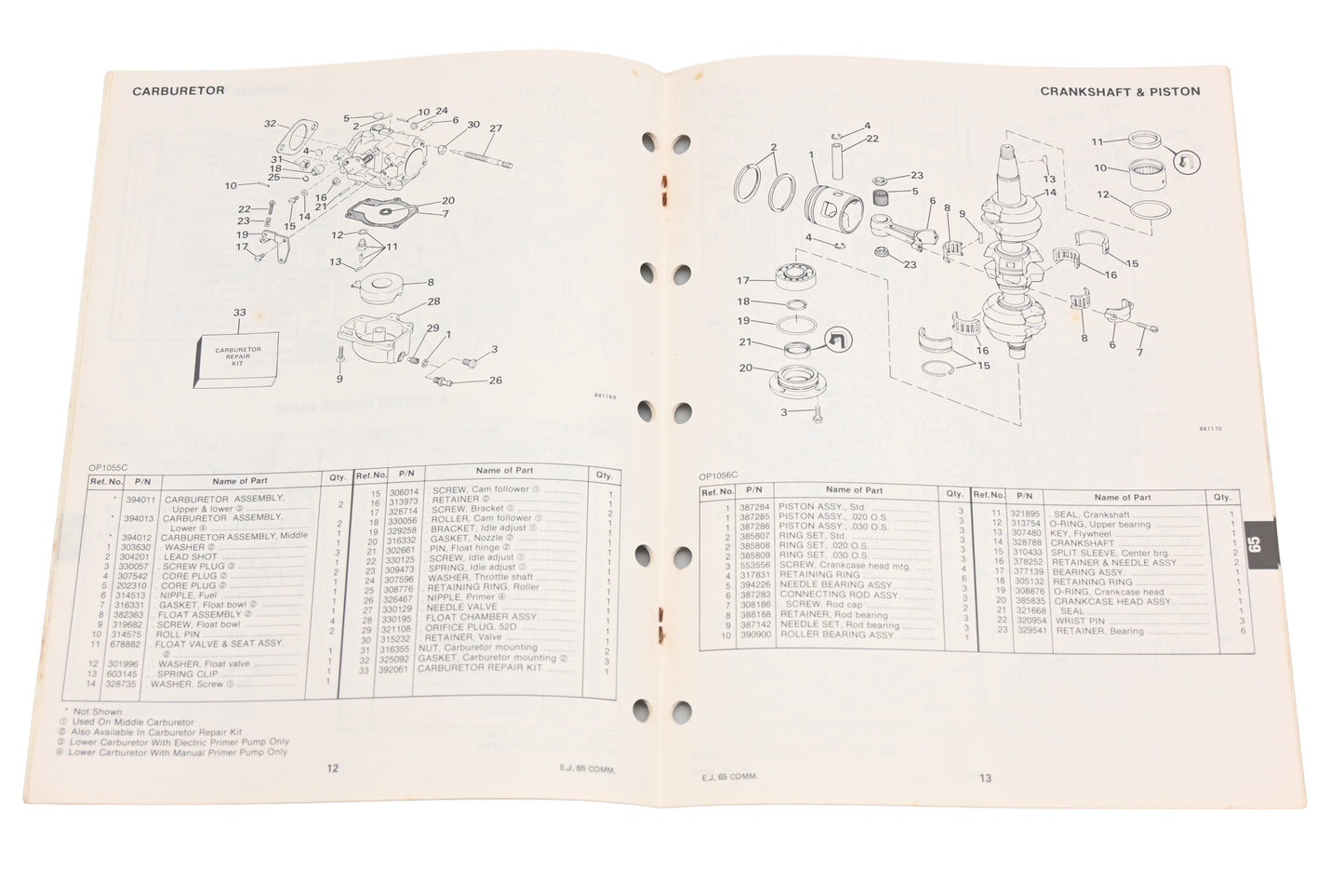 OMC 394666 1983 E65/J65 Model Parts Catalog
