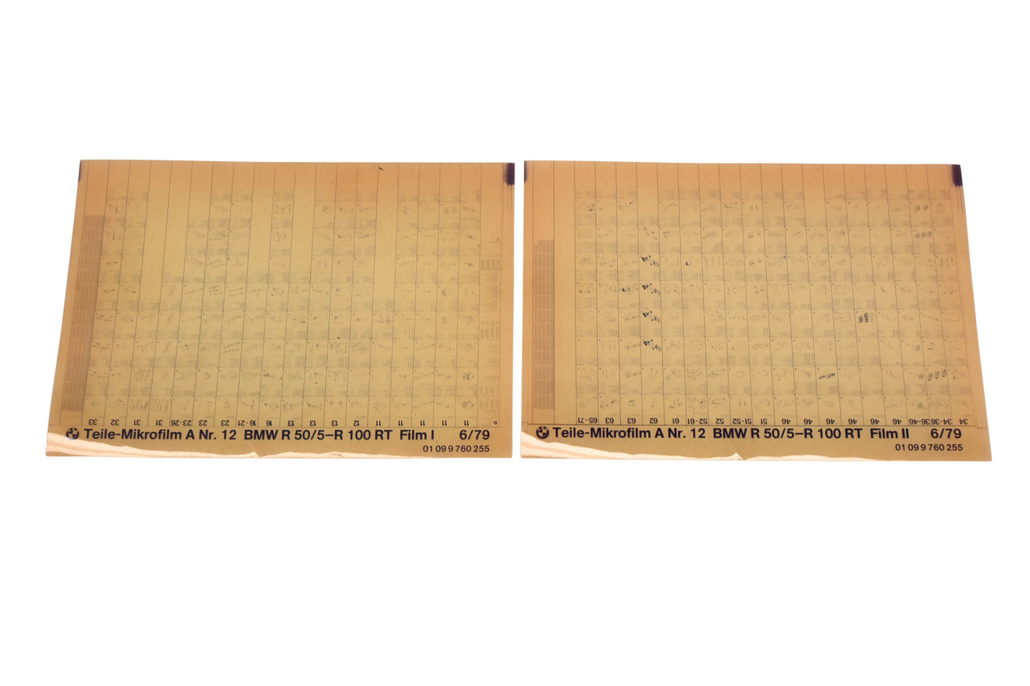 OEM BMW 01099760255 R 50/5-R 100 RT Microfiches Rev:6/1979