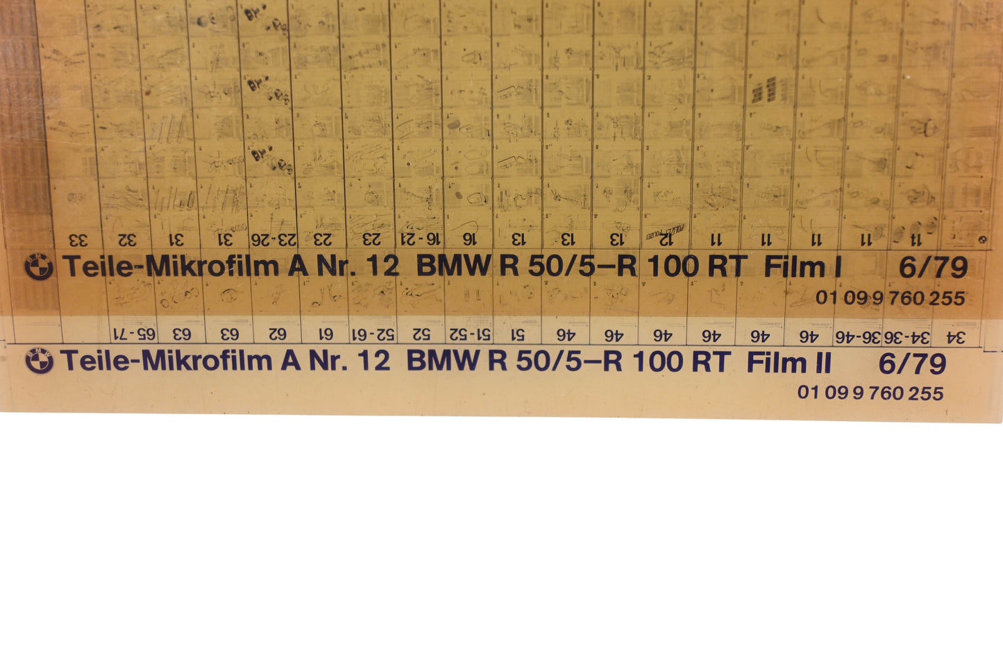 OEM BMW 01099760255 R 50/5-R 100 RT Microfiches Rev:6/1979