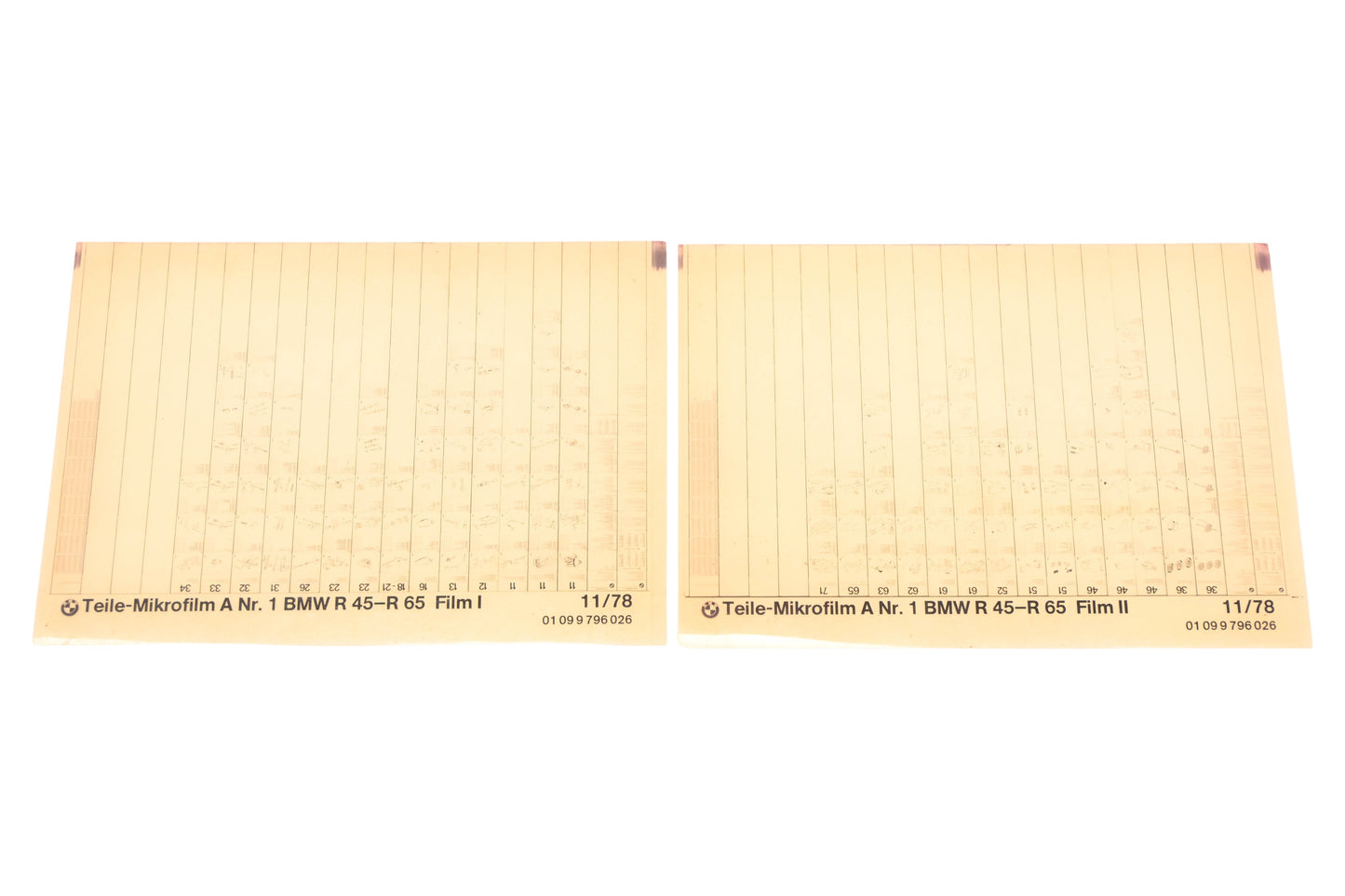 OEM BMW 01099796026 R 45-R 65 Microfiches Rev:11/1978