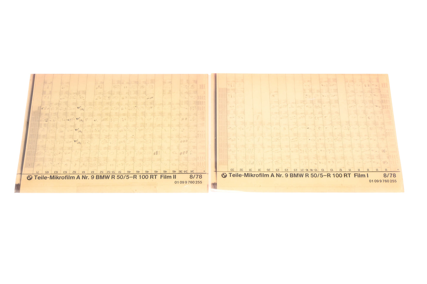 OEM BMW 01099760255 R 50-5-R 100 RS Microfiches Rev:8/1978