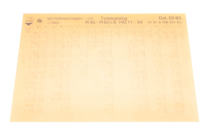 OEM BMW 01019796351 R 45-R 65 LS HG 11-34 Microfiche Rev:3/1983