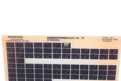 OEM Honda 14HB3GEE TRX200SX Fourtrax200SX 1986-87 Parts Catalog Microfiche Rev:12/1986
