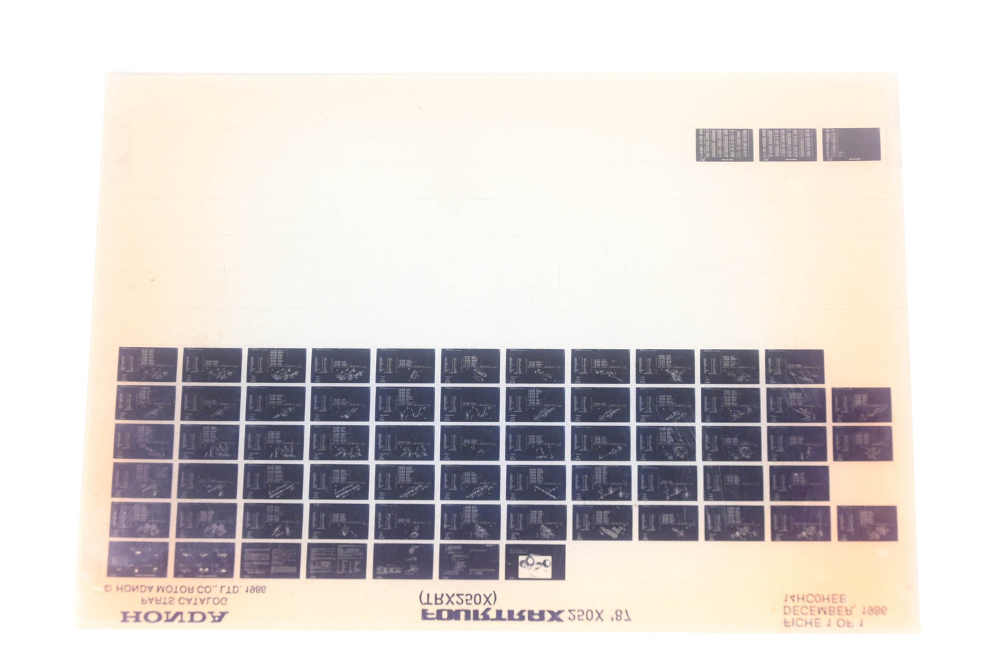 OEM Honda 12HC0HEB TRX250X Fourtrax 250X 1987 Parts Catalog Microfiche Rev:12/1986