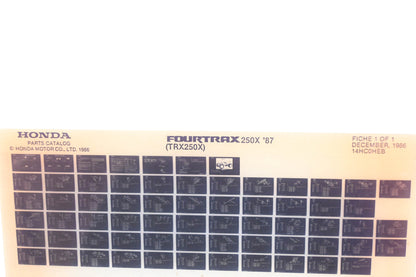 OEM Honda 12HC0HEB TRX250X Fourtrax 250X 1987 Parts Catalog Microfiche Rev:12/1986