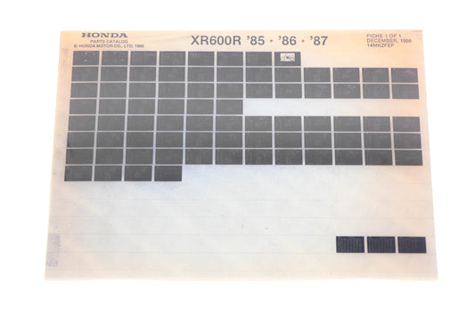 OEM Honda 14MK2FEF XR600R 1985-87 Parts Catalog Microfiche Rev:12/1986