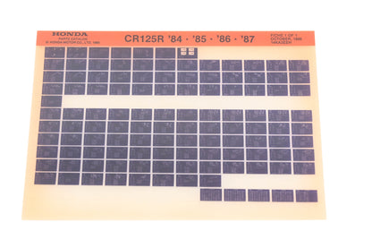 OEM Honda 14KA3EEH CR125R 1984-87 Parts Catalog Microfiche Rev:10/1986