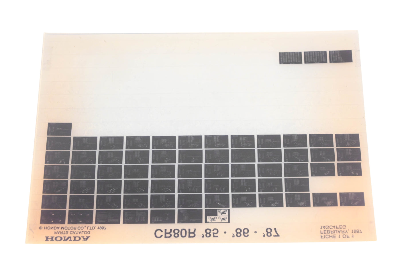 OEM Honda 14GC4FEG CR80R 1985-87 Parts Catalog Microfiche Rev:2/1987