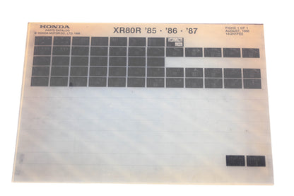 OEM Honda 14GN1FEE XR80R 1985-87 Parts Catalog Microfiche Rev:8/1986