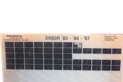 OEM Honda 14GN1FEE XR80R 1985-87 Parts Catalog Microfiche Rev:8/1986