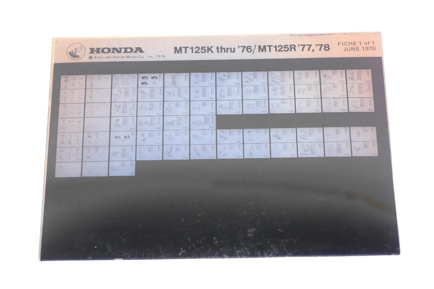 OEM Honda WE049-80 MT125K 1976/MT125R 1977-78 Parts Catalog Microfiche Rev:6/1978