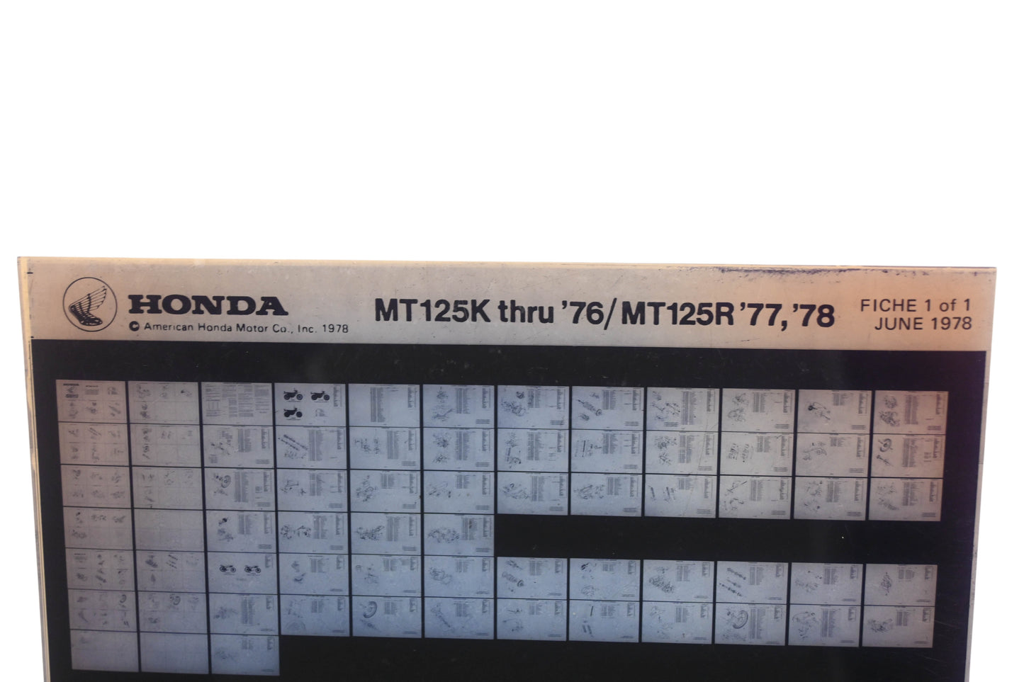 OEM Honda WE049-80 MT125K 1976/MT125R 1977-78 Parts Catalog Microfiche Rev:6/1978