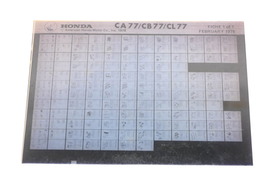 OEM Honda WE049-81 CA77/CB77/CL77 Parts Catalog Microfiche Rev:2/1978