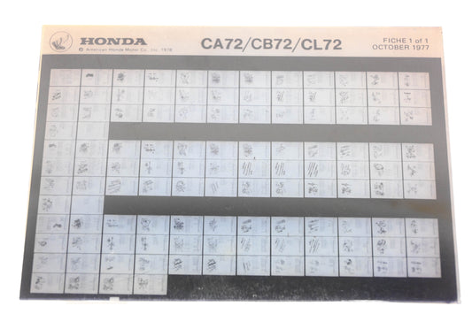OEM Honda WE049-83 CA72/CB72/CL72 Parts Catalog Microfiche Rev:10/1977