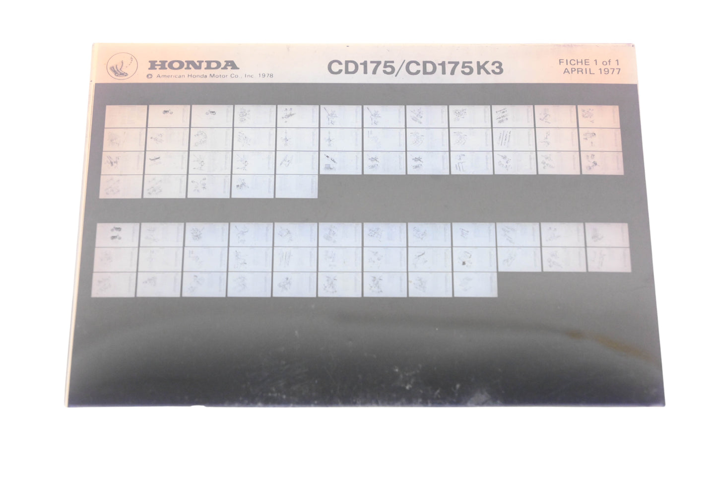 OEM Honda WE049-84 CD175/CD175K3 Parts Catalog Microfiche Rev:4/1977
