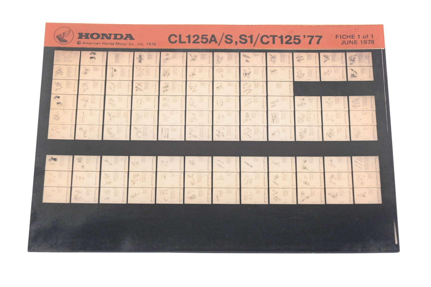 OEM Honda WE049-85 CL125A/S,S1/CT125 1977 Parts Catalog Microfiche Rev:6/1978