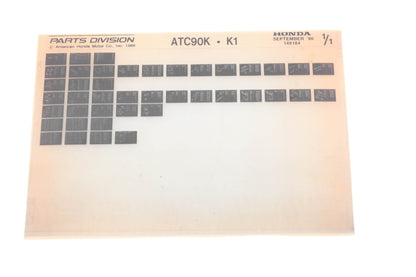 OEM Honda 149184 ATC90K K1 Parts Catalog Microfiche Rev:9/1986