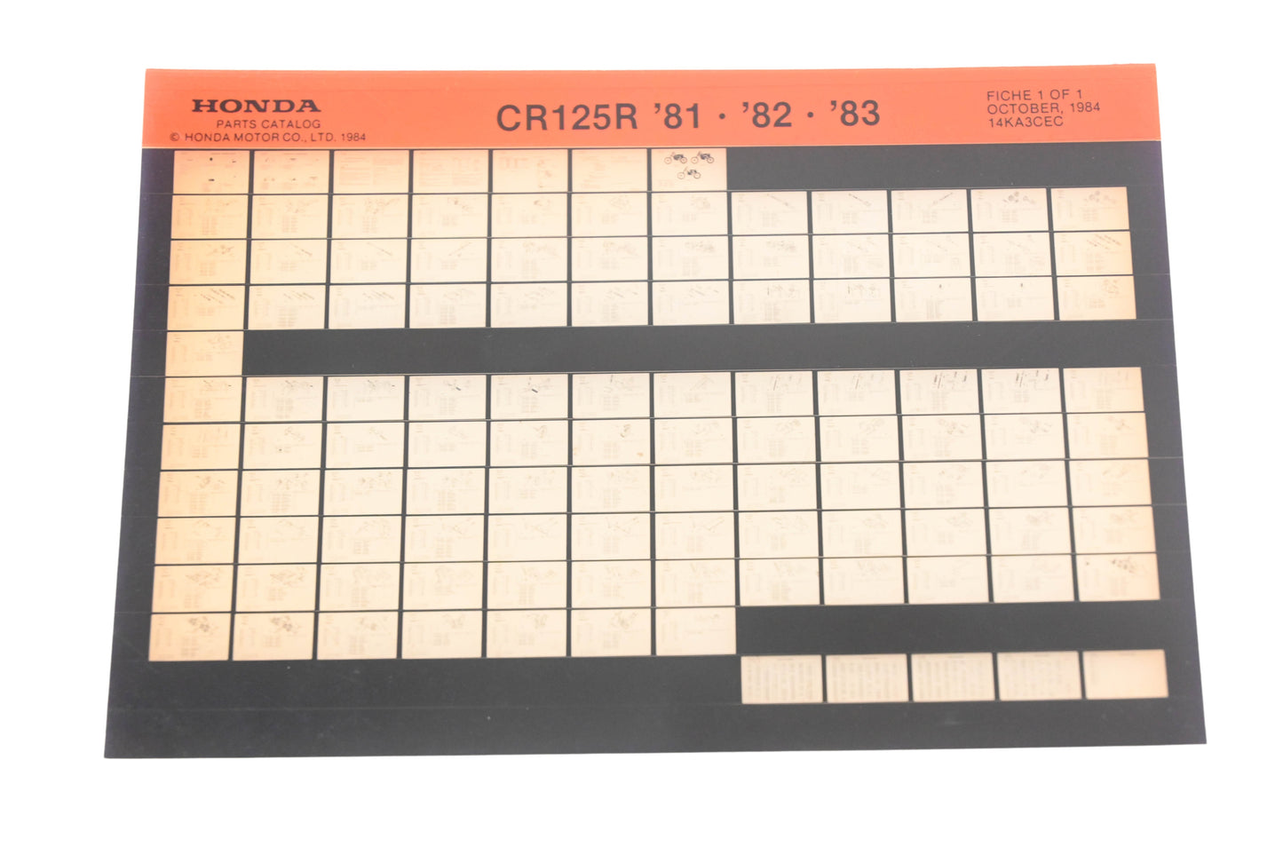 OEM Honda 14KA3CEC CR125R 1981-83 Parts Catalog Microfiche Rev:10/1984