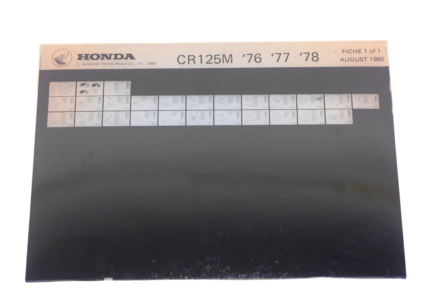 OEM Honda WE049-90 CR125M 1976-78 Parts Catalog Microfiche Rev:9/1980
