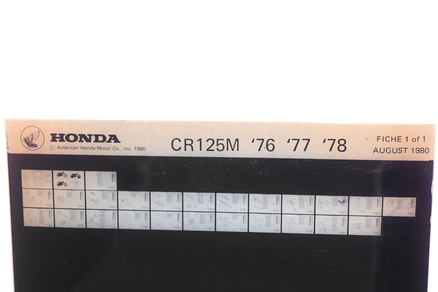 OEM Honda WE049-90 CR125M 1976-78 Parts Catalog Microfiche Rev:9/1980