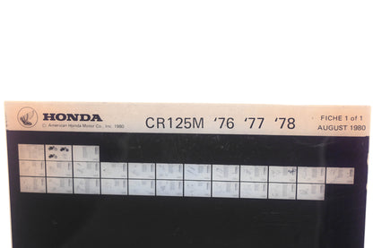 OEM Honda WE049-90 CR125M 1976-78 Parts Catalog Microfiche Rev:9/1980