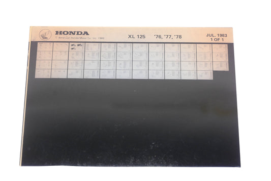 OEM Honda WE049-91 XL125 1976-78 Parts Catalog Microfiche Rev:7/1983
