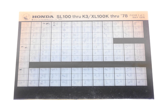 OEM Honda WE049-94 SL100-K3/XL100K 1978 Parts Catalog Microfiche Rev:5/1978