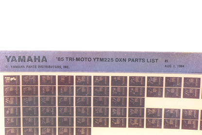 OEM Yamaha WE049-96 1985 Tri-Moto YTM225 DNX Parts List Microfiche Rev:8/7/1984