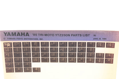 OEM Yamaha WE049-99 1985 Tr-Moto YTZ250N Parts List Microfiche Rev:6/20/1984