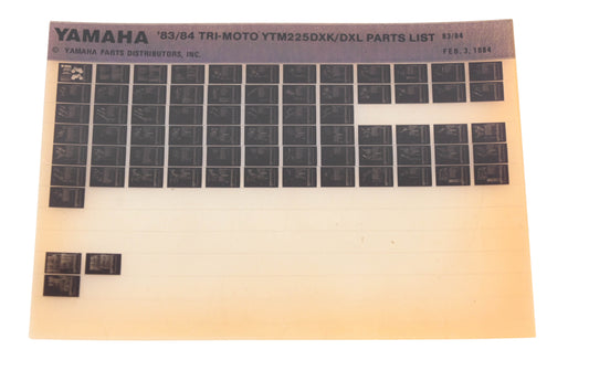OEM Yamaha WE049-103 1983/84 Tri-Moto YTM225DXK/DXL Parts Catalog Microfiche Rev:2/3/1984