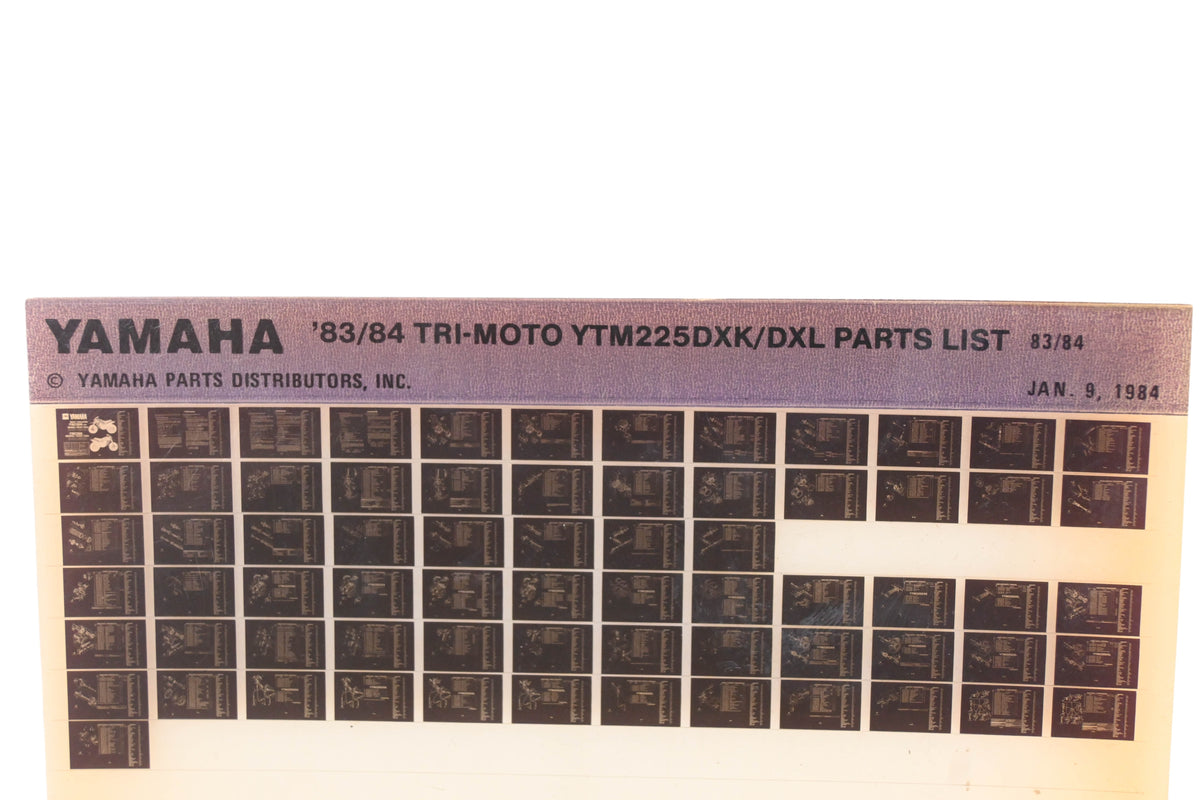 OEM Yamaha WE049-104 1983/84 Tri-Moto YTM225DXK/DXL Parts Catalog Microfiche Rev:1/9/1984
