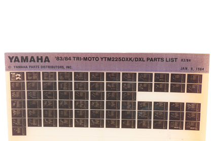 OEM Yamaha WE049-104 1983/84 Tri-Moto YTM225DXK/DXL Parts Catalog Microfiche Rev:1/9/1984