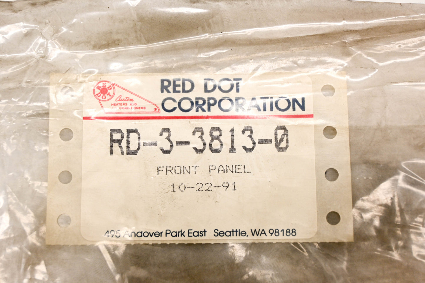 Red Dot RD-3-3813-0, 4379-RD338130 Heater/Cooler Front Panel NOS