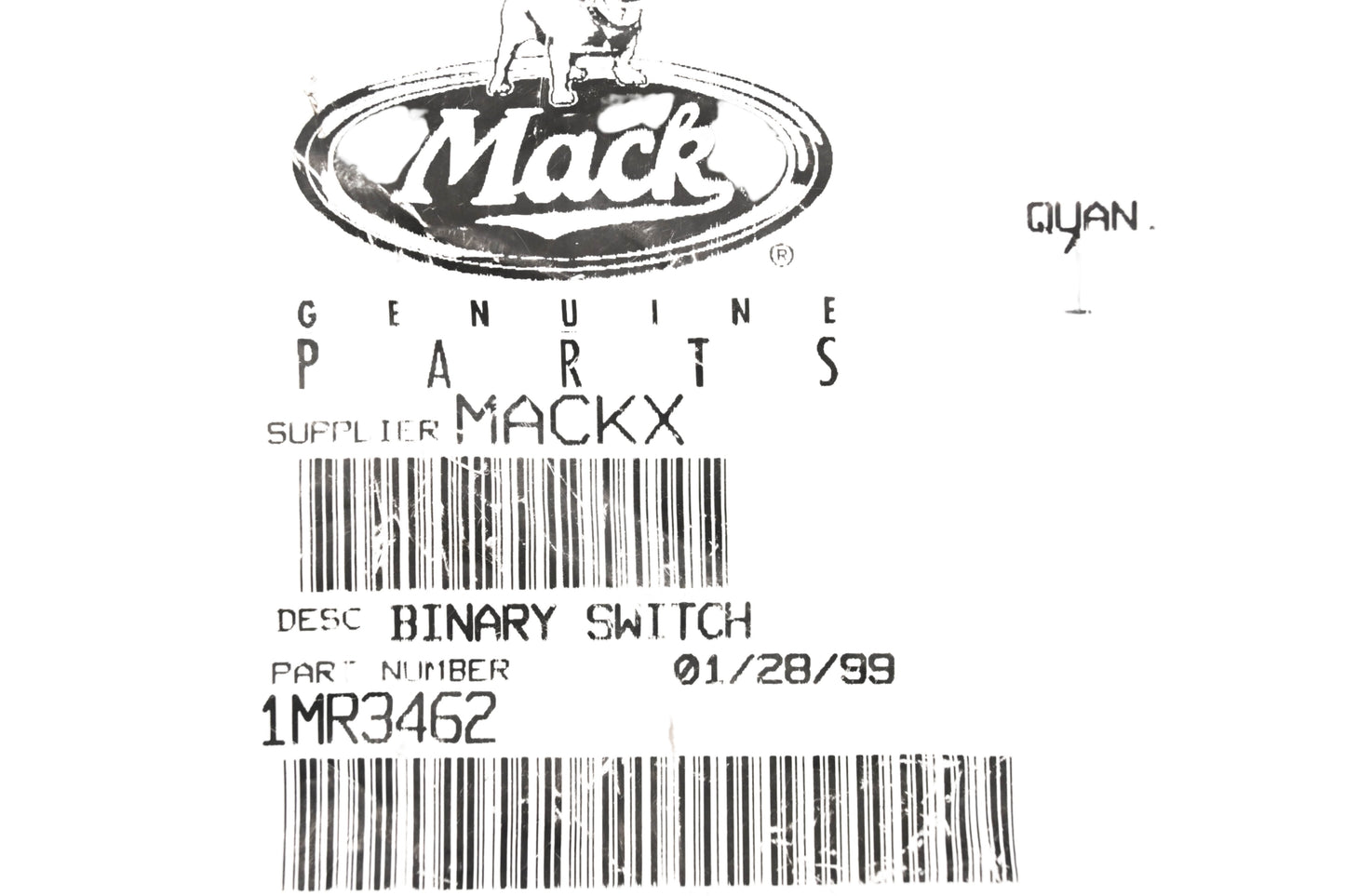 Mack 1MR3462, RD-5-4646-0 Red Dot Binary Switch NOS