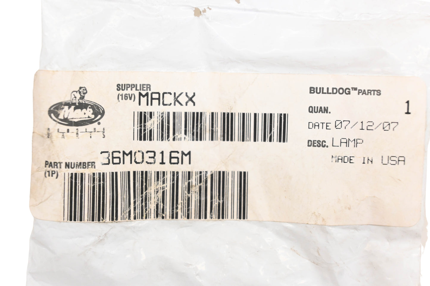 Mack 36MO316M Shutdown Indicator Lamp Housing NOS