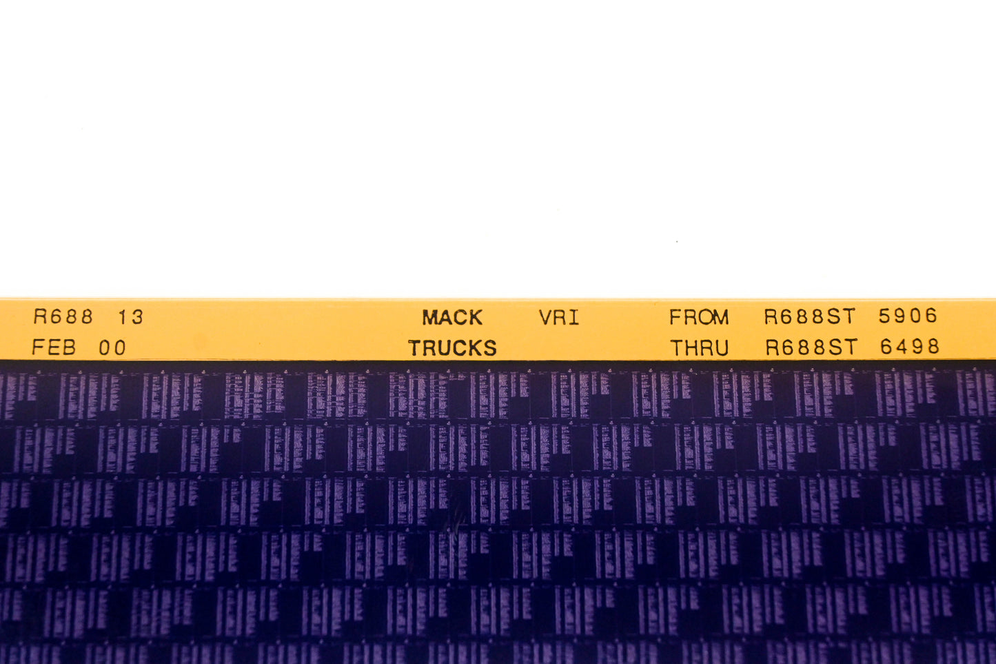 Mack R688 13 R688ST5906 - R688ST6498 VRI Microfiche NOS
