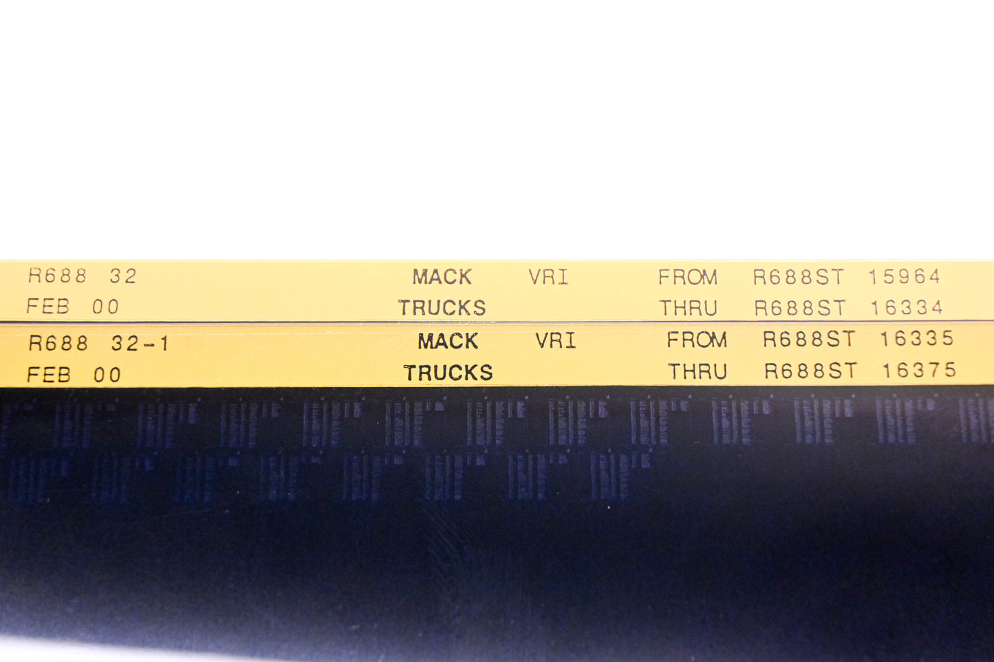 Mack R688 32, R688 32-1 R688ST15964 - R688ST16375 VRI Microfiche Lot of 2 NOS