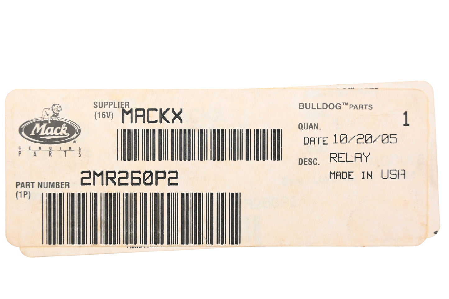 Mack 2MR260P2, 999-16829-001 Medallion Low Water Alarm Relay NOS