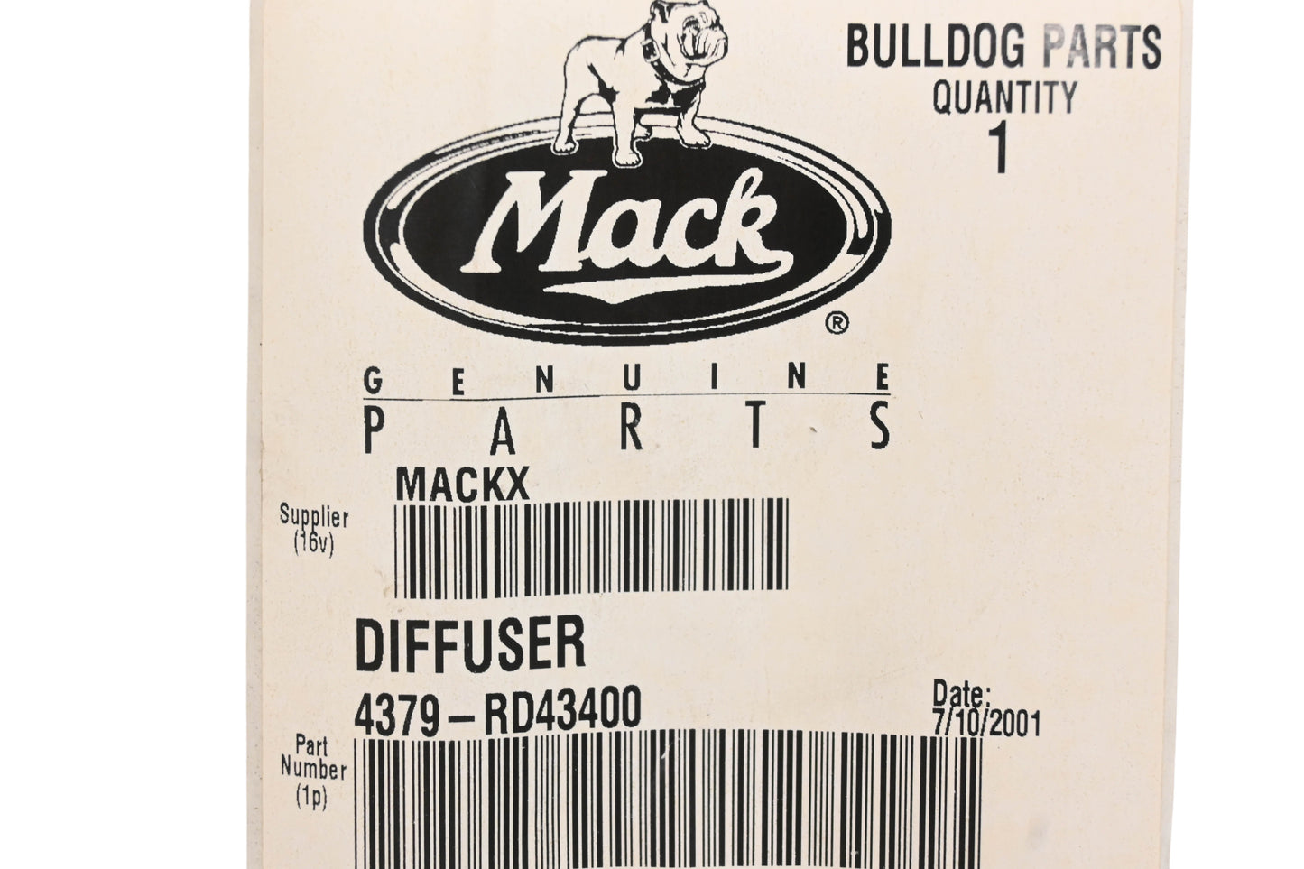 Mack 4379-RD43400 Black Louver Diffuser Kit NOS